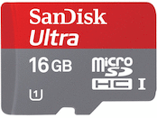 Sandisk 16GB microSDHC Ultra Class 10 UHS-1