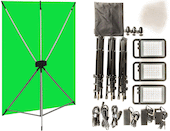 Green Screen Lighting Kit w/ Westcott 5ft x 7ft Background