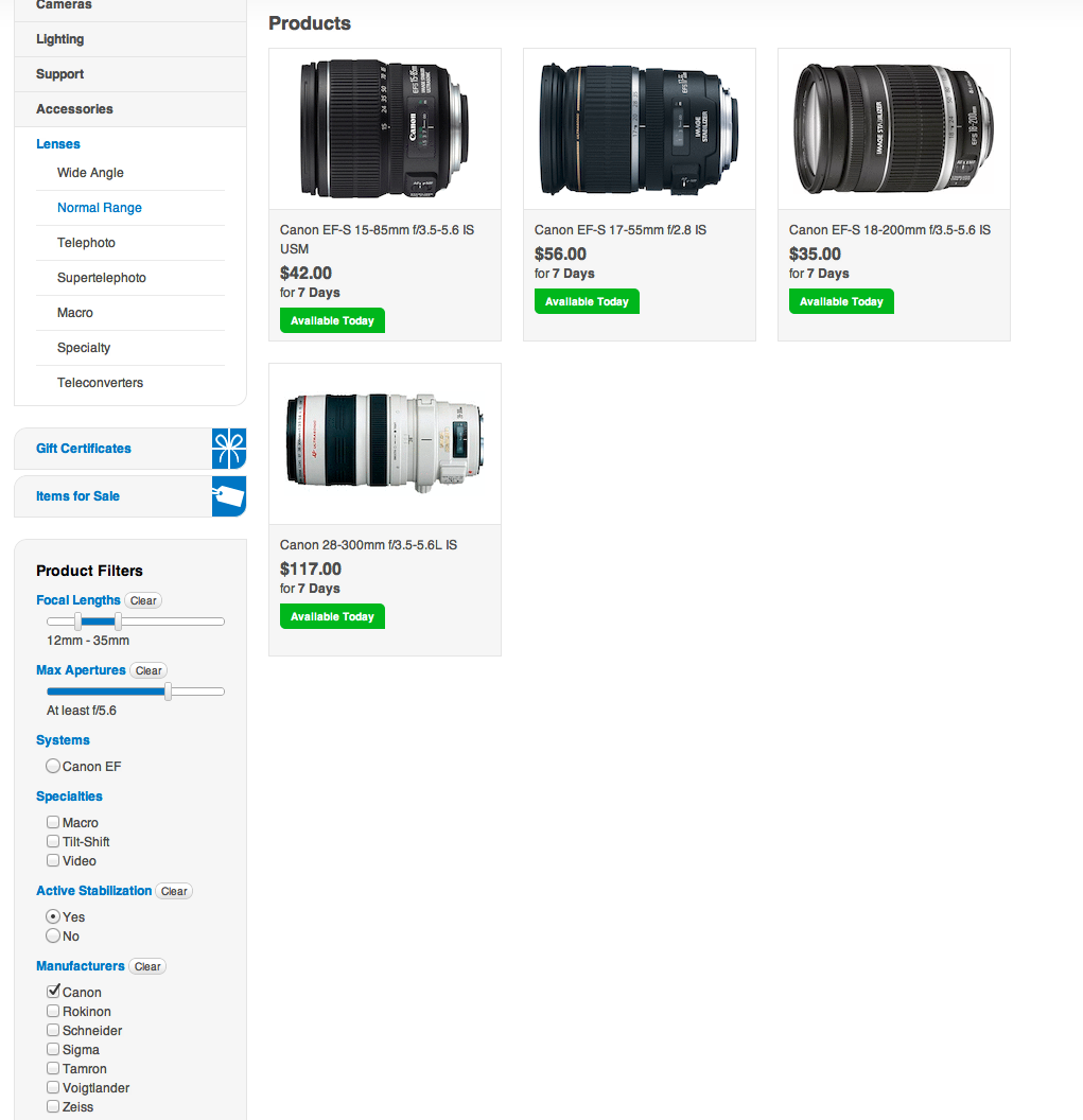 Product Filtering