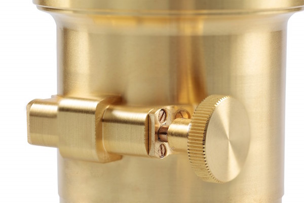 Gear-and-rail focusing knob of a Lomography Petzval lens. Lomography. http://shop.lomography.com/en/brass-petzval-canon-mount