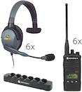 Motorola RDX Radio 6-pack w/ Eartec Open Studio Headset