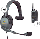Motorola RMU2080d Radio 6-pack w/ Eartec Single-Ear Headset